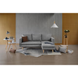 Sofá Barbados Gris Duster y Matiz Natural 190x85cm de Tres Puestos sin Apoya Brazos