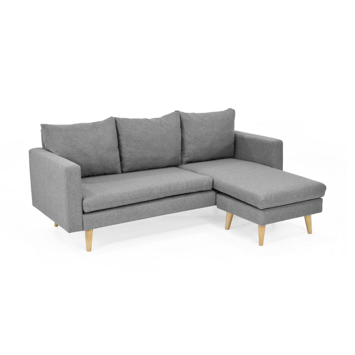 Sofá Barbados Gris Duster y Matiz Natural 190x85cm de Tres Puestos sin Apoya Brazos