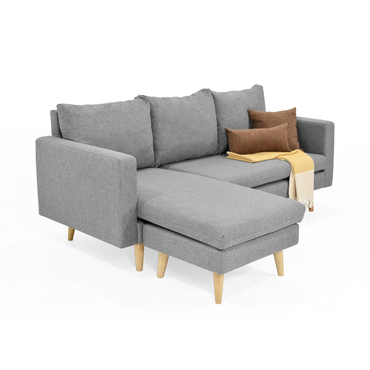 Sofá Barbados Gris Duster y Matiz Natural 190x85cm de Tres Puestos sin Apoya Brazos