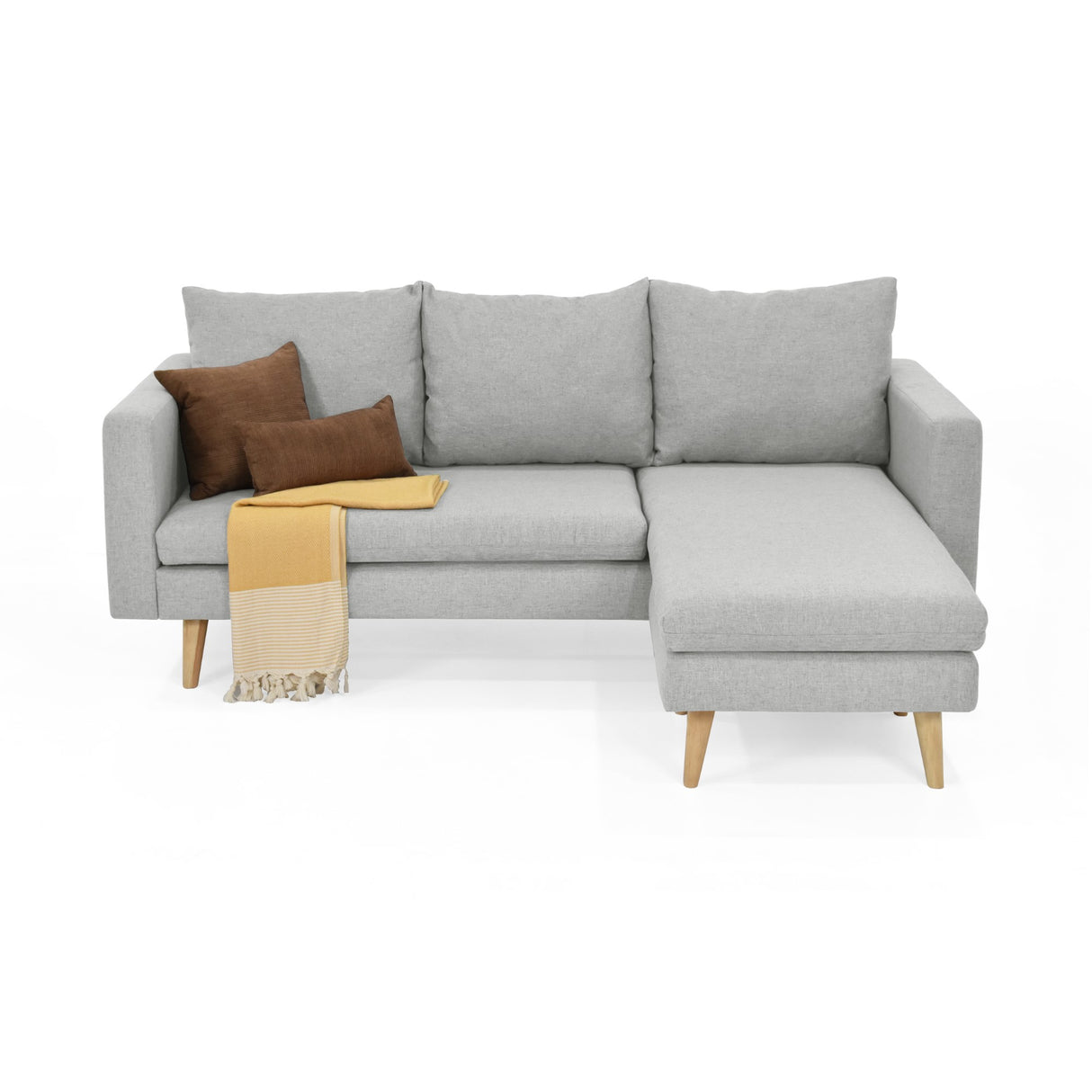 Sofá Barbados Plata Duster y Matiz Natural 190x85cm de Tres Puestos sin Apoya Brazos