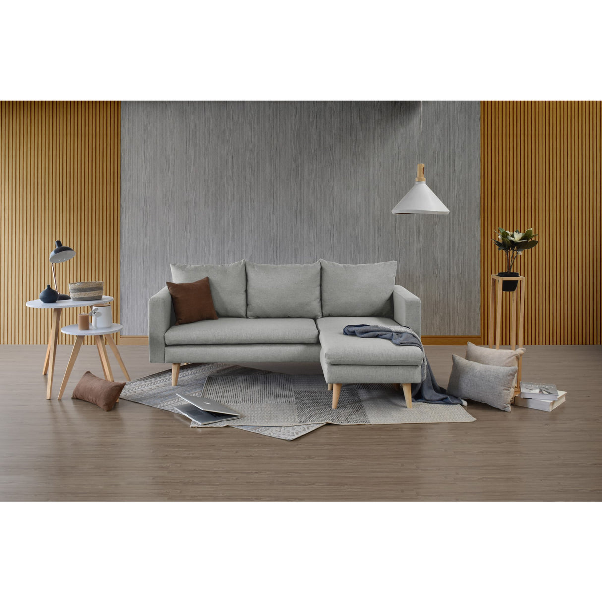 Sofá Barbados Plata Duster y Matiz Natural 190x85cm de Tres Puestos sin Apoya Brazos