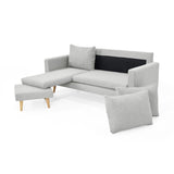 Sofá Barbados Plata Duster y Matiz Natural 190x85cm de Tres Puestos sin Apoya Brazos