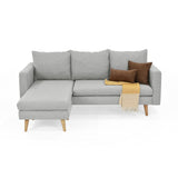 Sofá Barbados Plata Duster y Matiz Natural 190x85cm de Tres Puestos sin Apoya Brazos