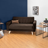 Sofá Baru Chocolate Denver y Matiz Natural 150x82cm de Dos Puestos sin Apoya Brazos