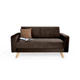 Sofá Baru Chocolate Denver y Matiz Natural 150x82cm de Dos Puestos sin Apoya Brazos