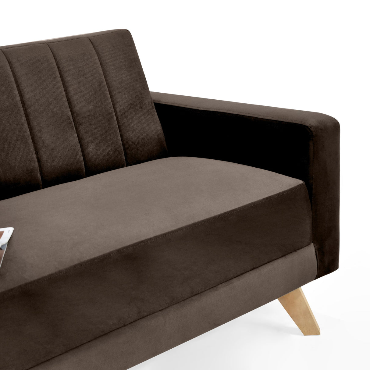 Sofá Baru Chocolate Denver y Matiz Natural 150x82cm de Dos Puestos sin Apoya Brazos