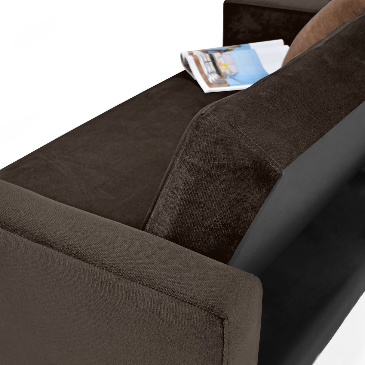 Sofá Baru Chocolate Denver y Matiz Natural 150x82cm de Dos Puestos sin Apoya Brazos