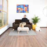 Sofá Baru Chocolate Denver y Matiz Natural 150x82cm de Dos Puestos sin Apoya Brazos
