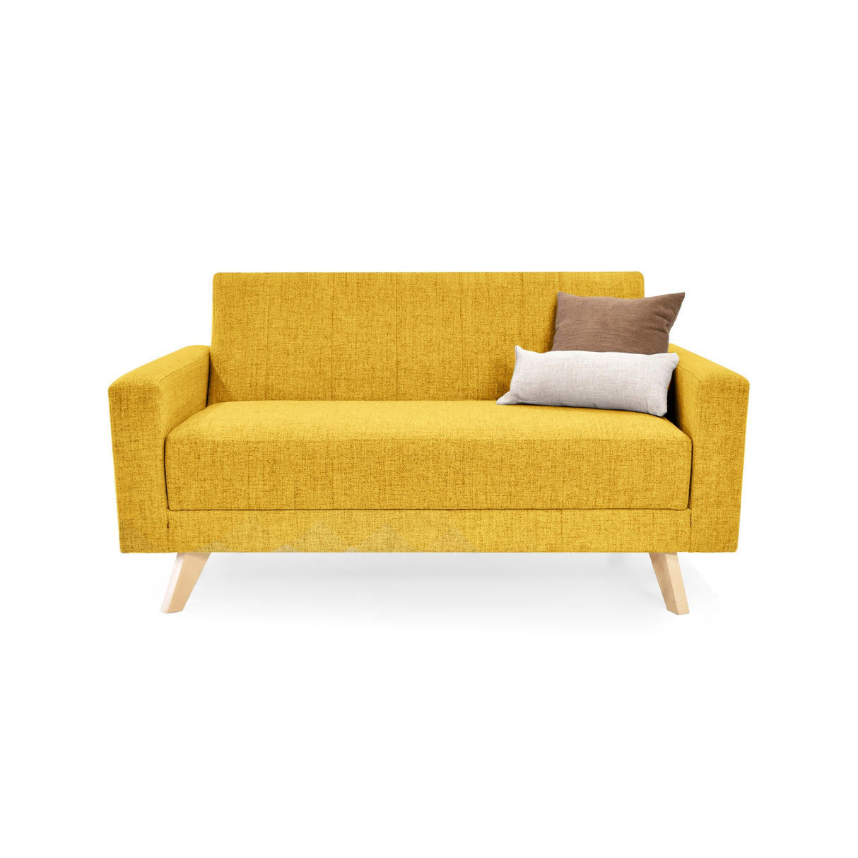 Sofá Baru Mostaza Dicosta y Matiz Natural 150x82cm de Dos Puestos sin Apoya Brazos