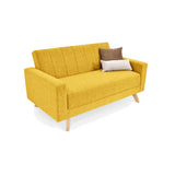 Sofá Baru Mostaza Dicosta y Matiz Natural 150x82cm de Dos Puestos sin Apoya Brazos