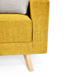 Sofá Baru Mostaza Dicosta y Matiz Natural 150x82cm de Dos Puestos sin Apoya Brazos