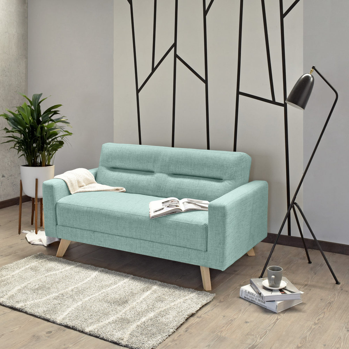 Sofá Barza Aqua Dicosta y Matiz Natural 150x82cm de Dos Puestos con Apoya Brazos