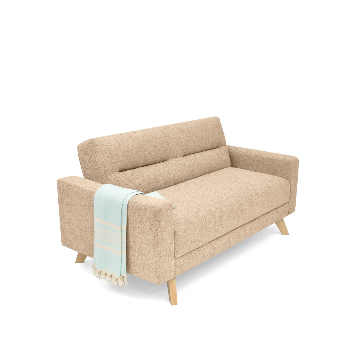 Sofá Barza Beige Dicosta y Matiz Natural 150x82cm de Dos Puestos con Apoya Brazos