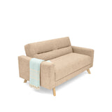 Sofá Barza Beige Dicosta y Matiz Natural 150x82cm de Dos Puestos con Apoya Brazos