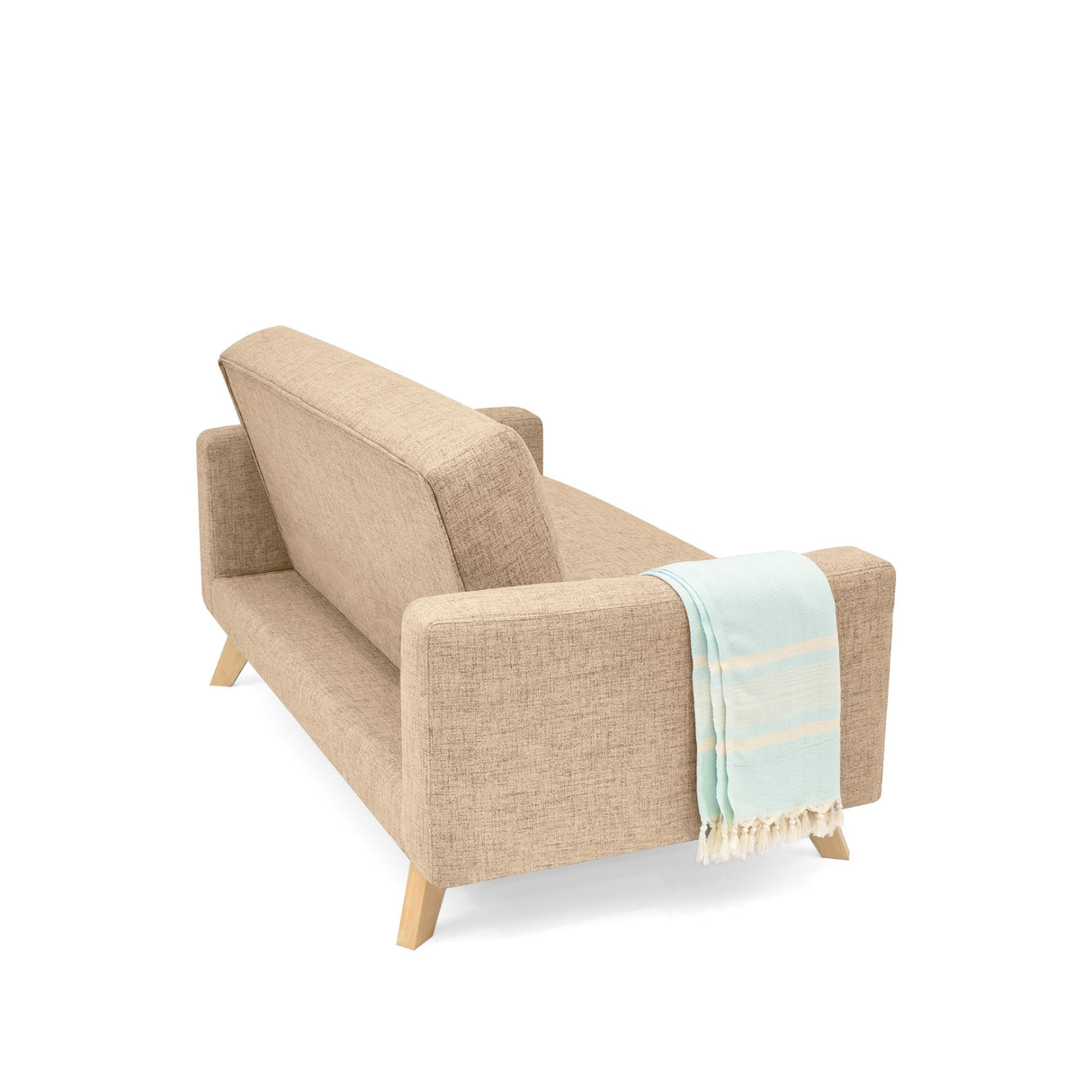 Sofá Barza Beige Dicosta y Matiz Natural 150x82cm de Dos Puestos con Apoya Brazos