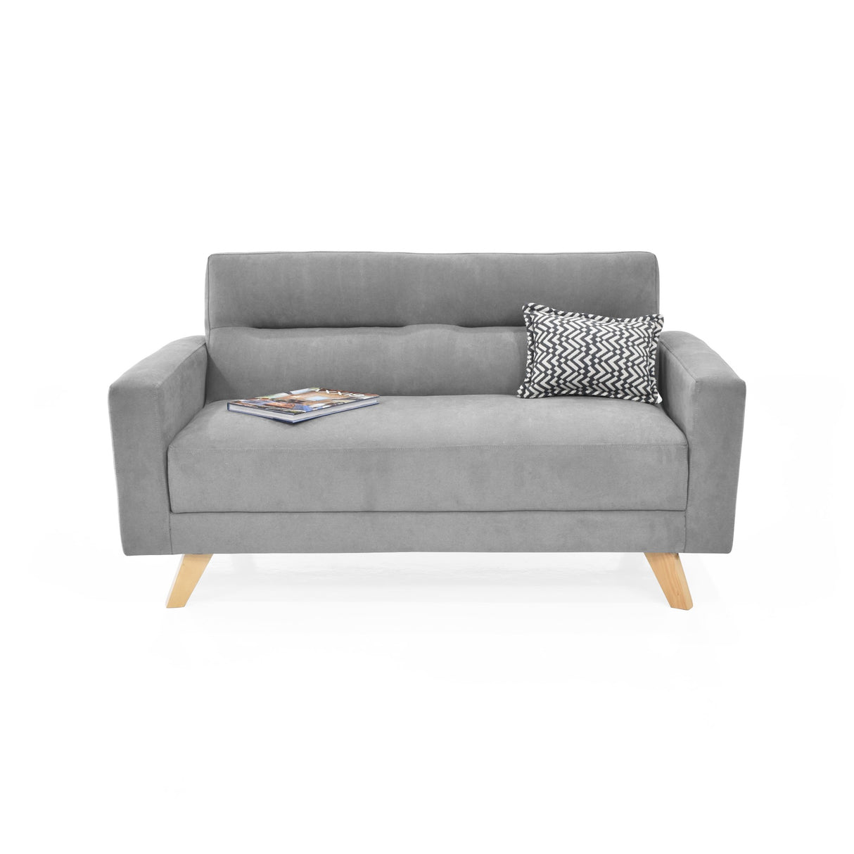 Sofá Barza Plata Dorsey y Matiz Natural 150x82cm de Dos Puestos con Apoya Brazos