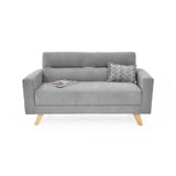 Sofá Barza Plata Dorsey y Matiz Natural 150x82cm de Dos Puestos con Apoya Brazos