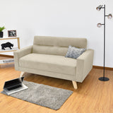 Sofá Barza Taupe Dorsey y Matiz Natural 150x82cm de Dos Puestos con Apoya Brazos