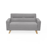 Sofá Barza Plata Duster y Matiz Natural 150x82cm de Dos Puestos con Apoya Brazos
