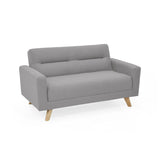 Sofá Barza Plata Duster y Matiz Natural 150x82cm de Dos Puestos con Apoya Brazos