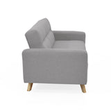 Sofá Barza Plata Duster y Matiz Natural 150x82cm de Dos Puestos con Apoya Brazos