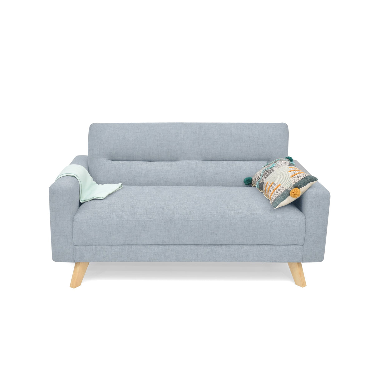 Sofá Barza Plata Eureka y Matiz Natural 150x82cm de Dos Puestos con Apoya Brazos