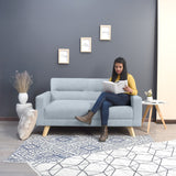 Sofá Barza Plata Eureka y Matiz Natural 150x82cm de Dos Puestos con Apoya Brazos