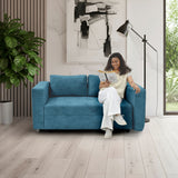 Sofá Cama Baxter Azul Sky 160x68cm de Tres Puestos con Apoya Brazos