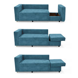 Sofá Cama Baxter Azul Sky 160x68cm de Tres Puestos con Apoya Brazos