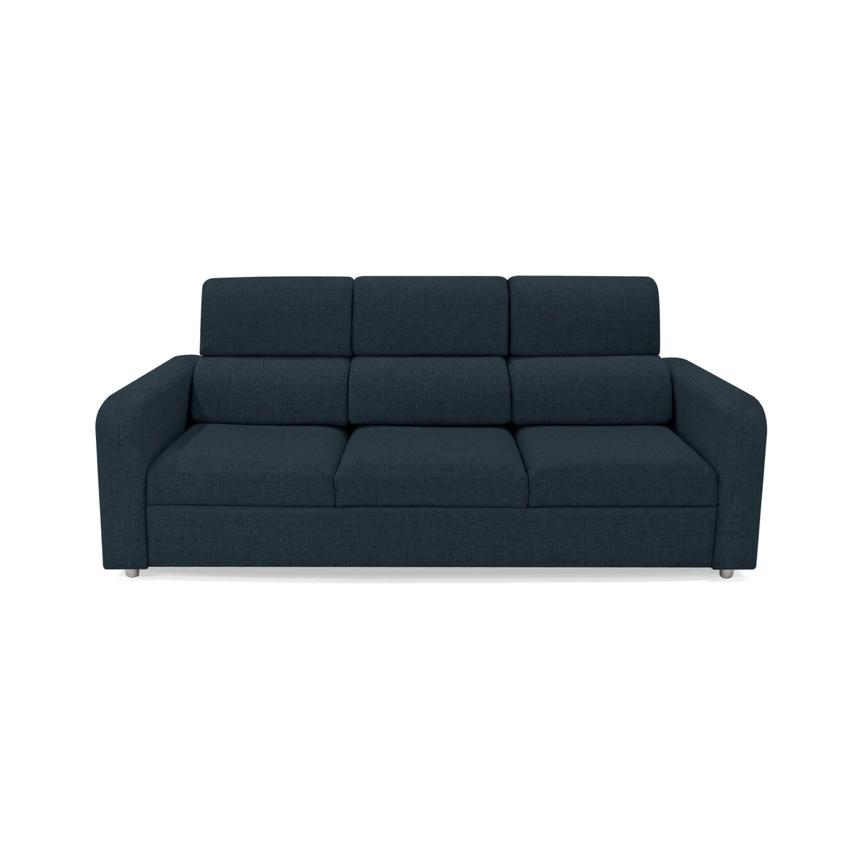 Sofá Bethel Plomo Eureka y Madera Cromo 207x95cm de Tres Puestos con Apoya Brazos