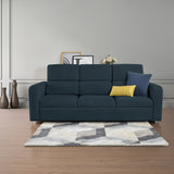 Sofá Bethel Plomo Eureka y Madera Cromo 207x95cm de Tres Puestos con Apoya Brazos