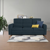 Sofá Bethel Plomo Eureka y Madera Cromo 207x95cm de Tres Puestos con Apoya Brazos