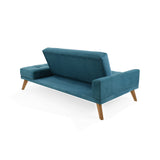 Sofá Cama Brunet Petróleo Denver y Matiz Caoba 198x84cm de Tres Puestos Reclinable sin Apoya Brazos