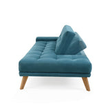 Sofá Cama Brunet Petróleo Denver y Matiz Caoba 198x84cm de Tres Puestos Reclinable sin Apoya Brazos