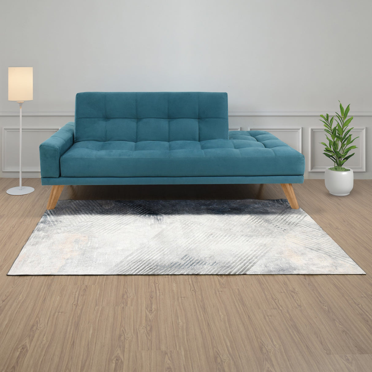 Sofá Cama Brunet Petróleo Denver y Matiz Caoba 198x84cm de Tres Puestos Reclinable sin Apoya Brazos