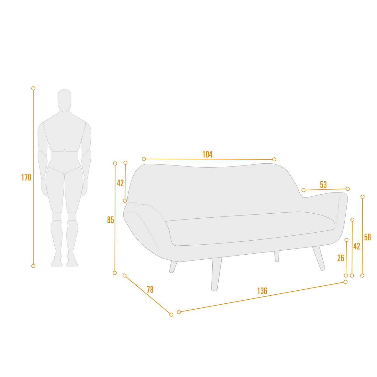 Sofá Cannes Beige Dicosta y Matiz Natural 136x85cm de Dos Puestos sin Apoya Brazos