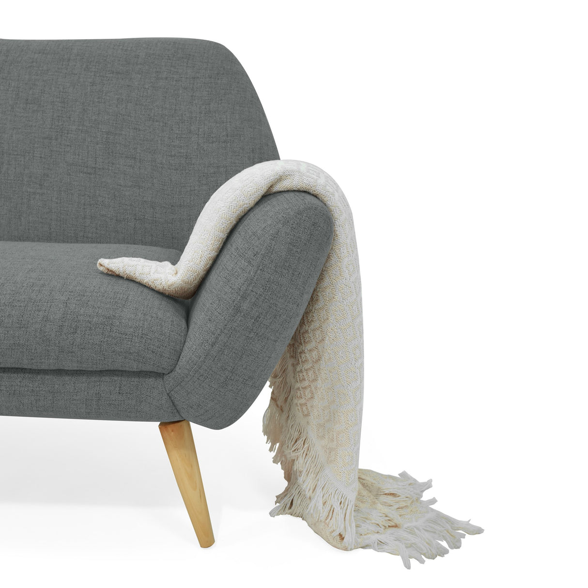 Sofá Cannes Gris Dicosta y Matiz Natural 136x85cm de Dos Puestos sin Apoya Brazos