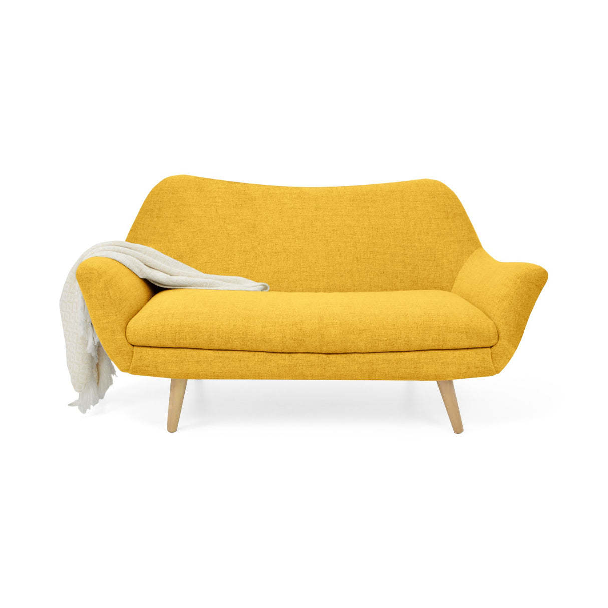 Sofá Cannes Mostaza Dicosta y Matiz Natural 136x85cm de Dos Puestos sin Apoya Brazos