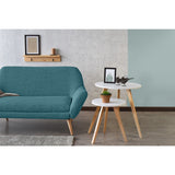 Sofá Cannes Petróleo Eureka y Matiz Natural 136x85cm de Dos Puestos sin Apoya Brazos