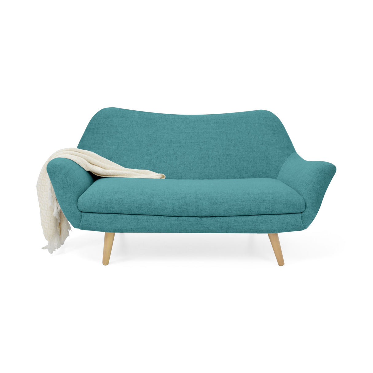 Sofá Cannes Petróleo Eureka y Matiz Natural 136x85cm de Dos Puestos sin Apoya Brazos