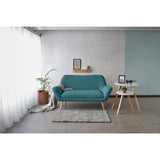 Sofá Cannes Petróleo Eureka y Matiz Natural 136x85cm de Dos Puestos sin Apoya Brazos