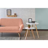 Sofá Cannes Salmón Dicosta y Matiz Natural 136x85cm de Dos Puestos con Apoya Brazos