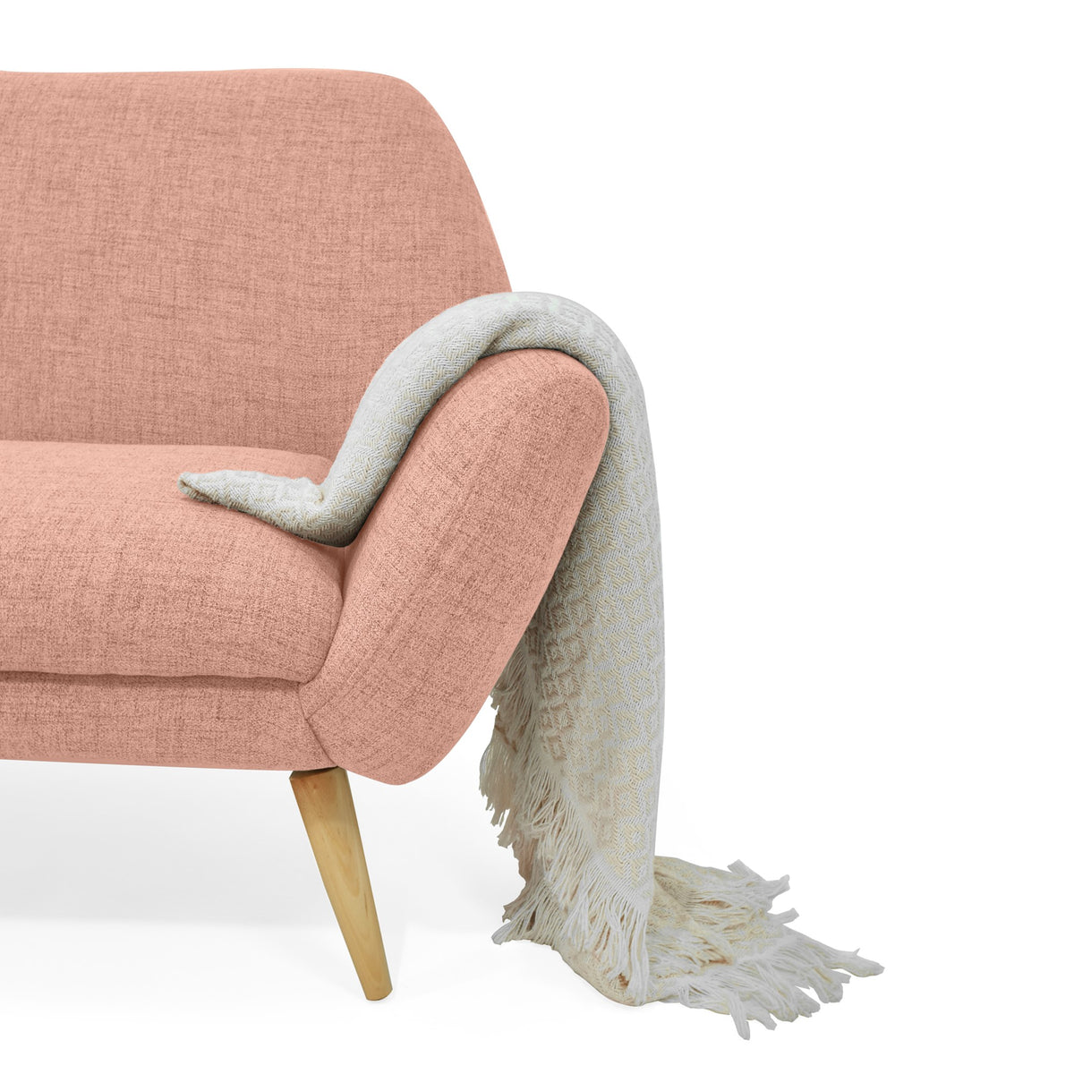 Sofá Cannes Salmón Dicosta y Matiz Natural 136x85cm de Dos Puestos con Apoya Brazos