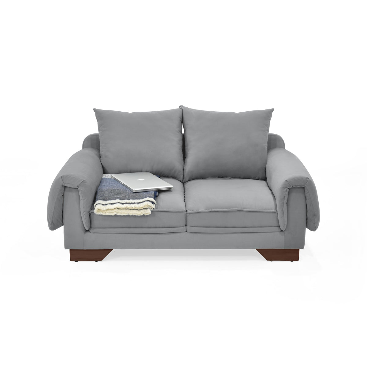 Sofá Daytona Gris Denver y Matiz Caramelo 150x80cm de Dos Puestos con Apoya Brazos