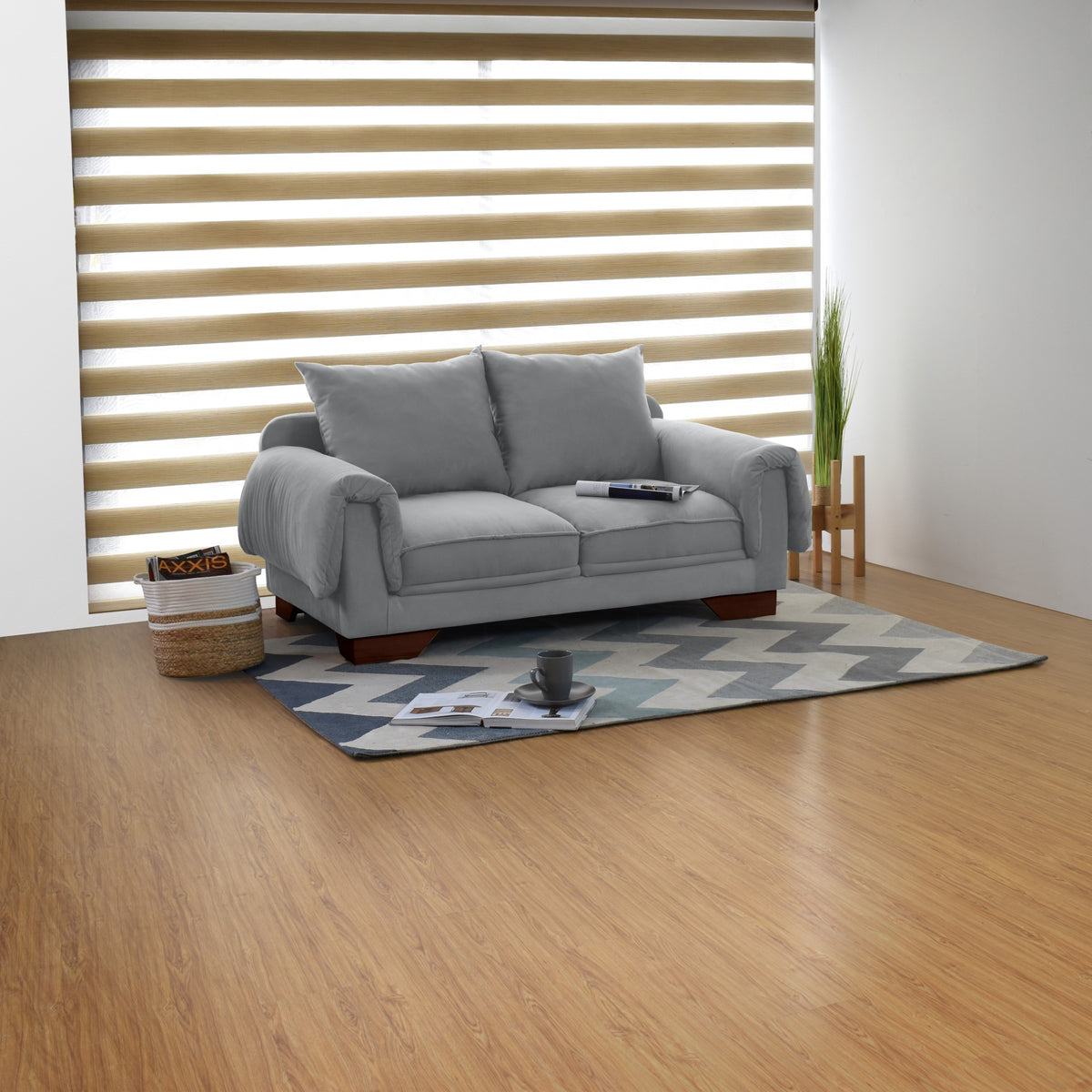 Sofá Daytona Gris Denver y Matiz Caramelo 150x80cm de Dos Puestos con Apoya Brazos