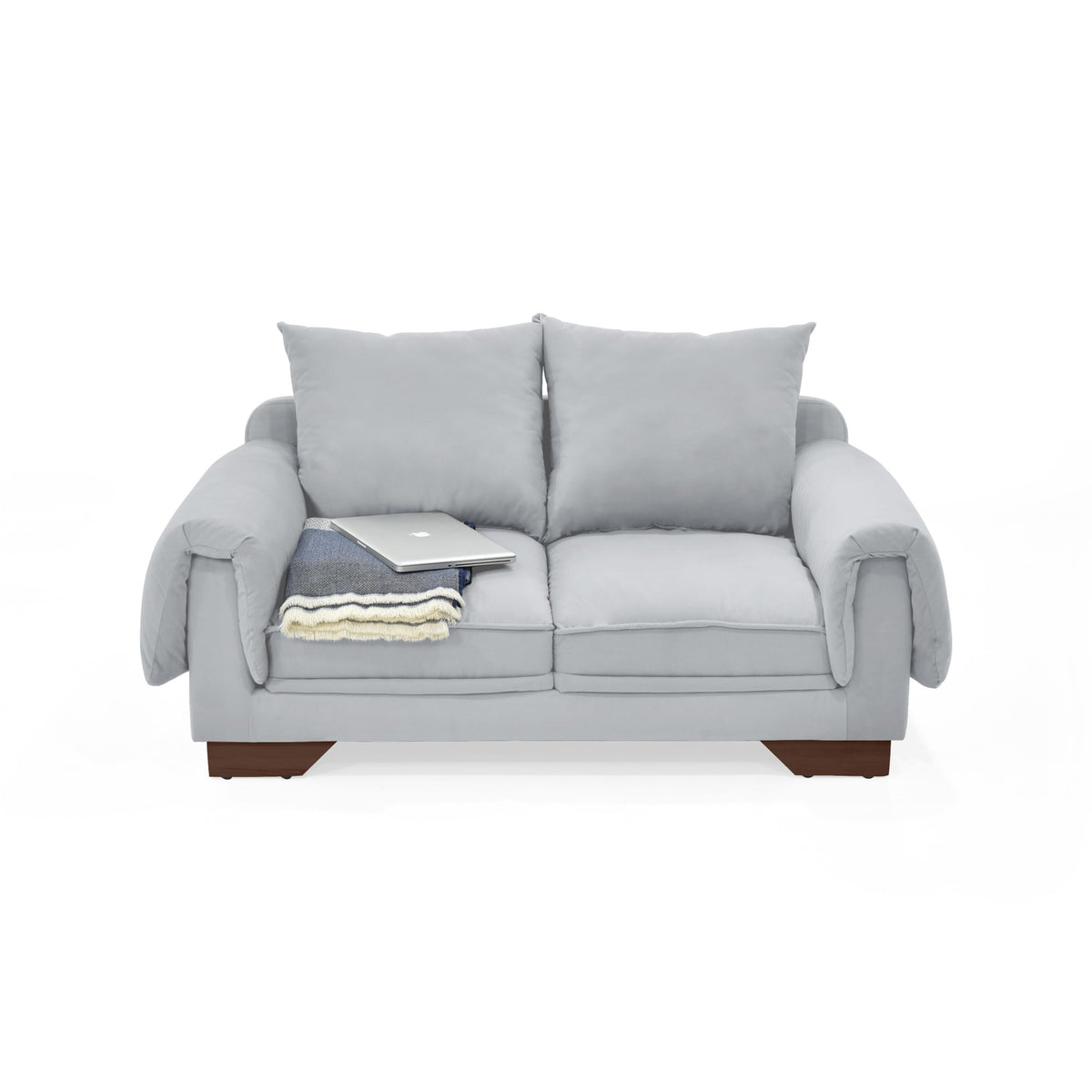 Sofá Daytona Plata Denver y Matiz Caramelo 150x80cm de Dos Puestos con Apoya Brazos
