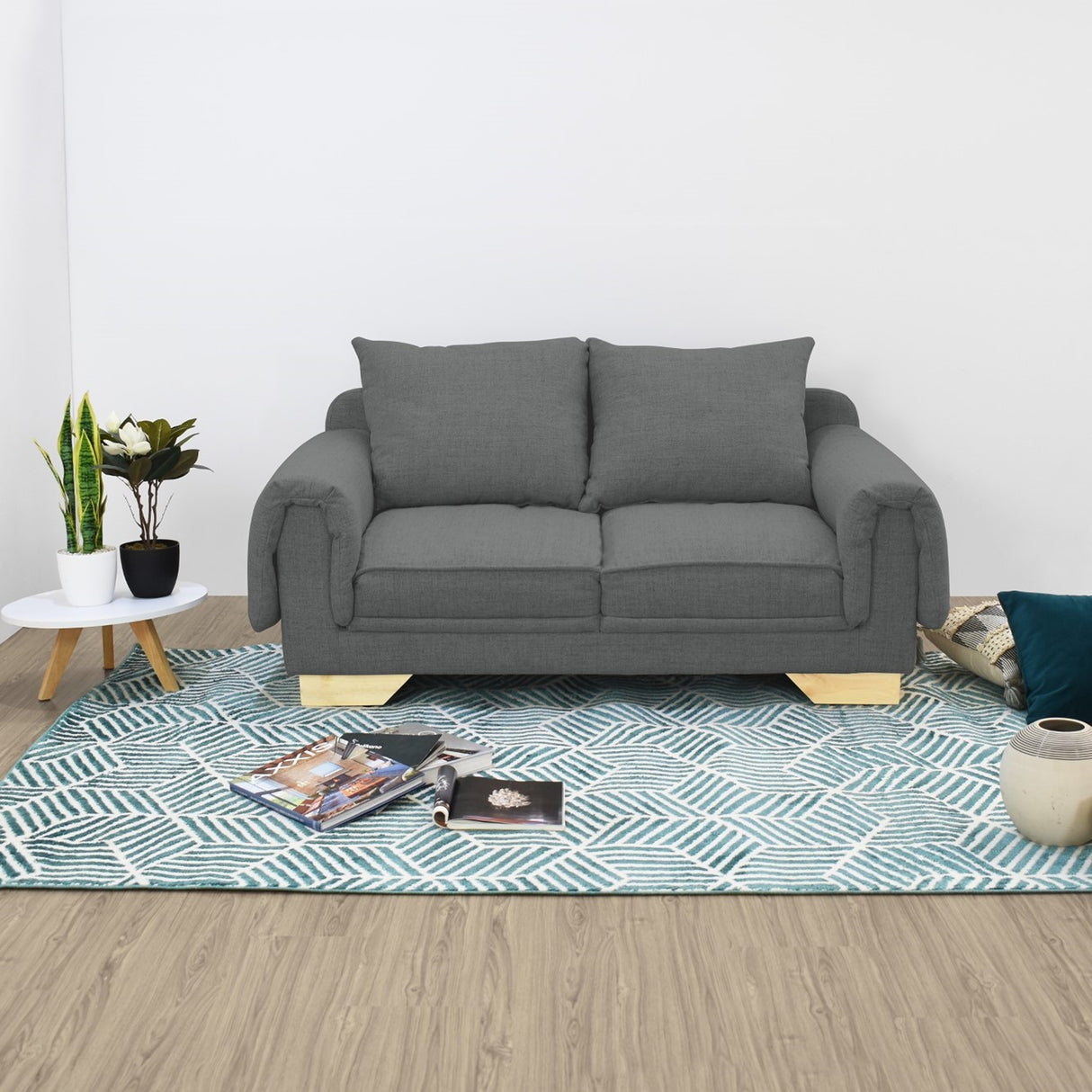 Sofá Daytona Gris Dicosta y Matiz Natural 150x80cm de Dos Puestos sin Apoya Brazos