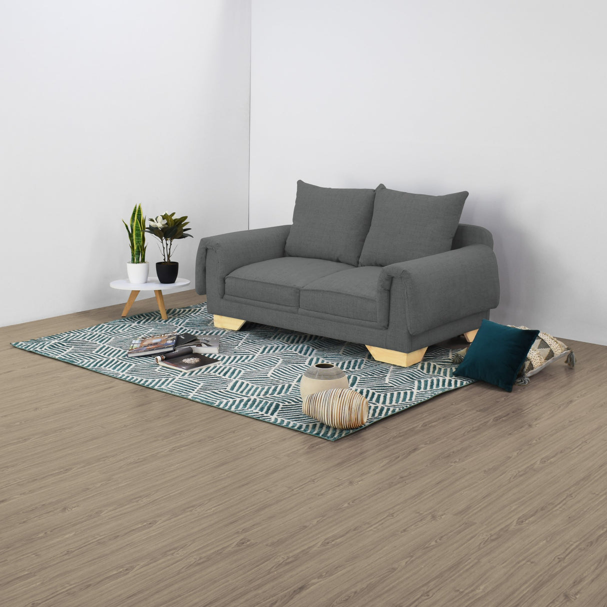 Sofá Daytona Gris Dicosta y Matiz Natural 150x80cm de Dos Puestos sin Apoya Brazos