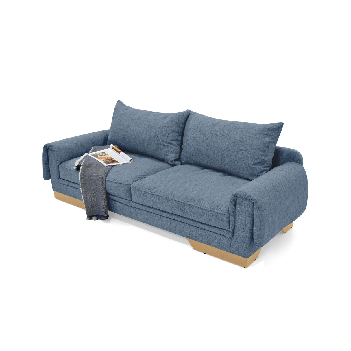 Sofá Daytona Índigo Dicosta y Matiz Natural 218x80cm de Tres Puestos sin Apoya Brazos