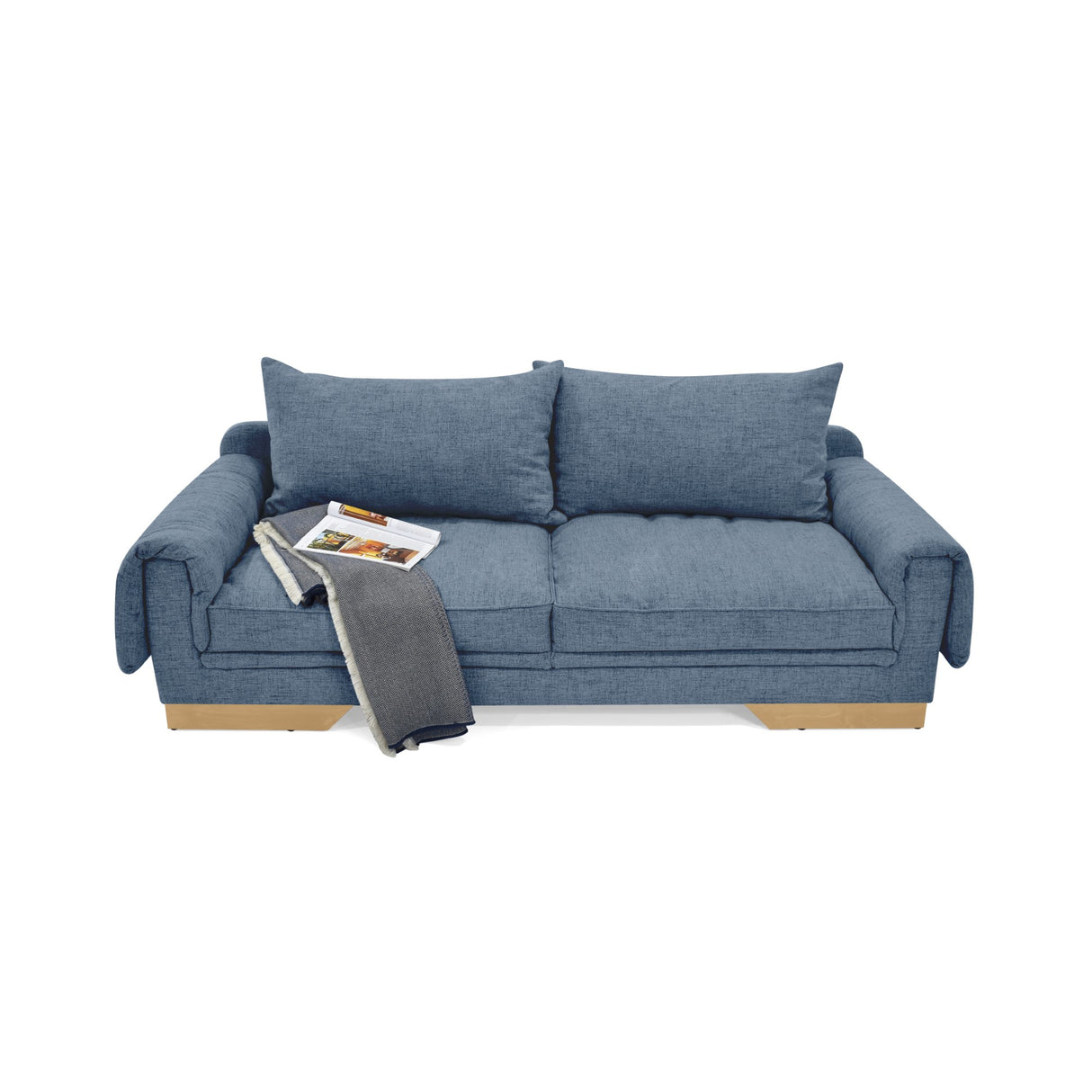 Sofá Daytona Índigo Dicosta y Matiz Natural 218x80cm de Tres Puestos sin Apoya Brazos